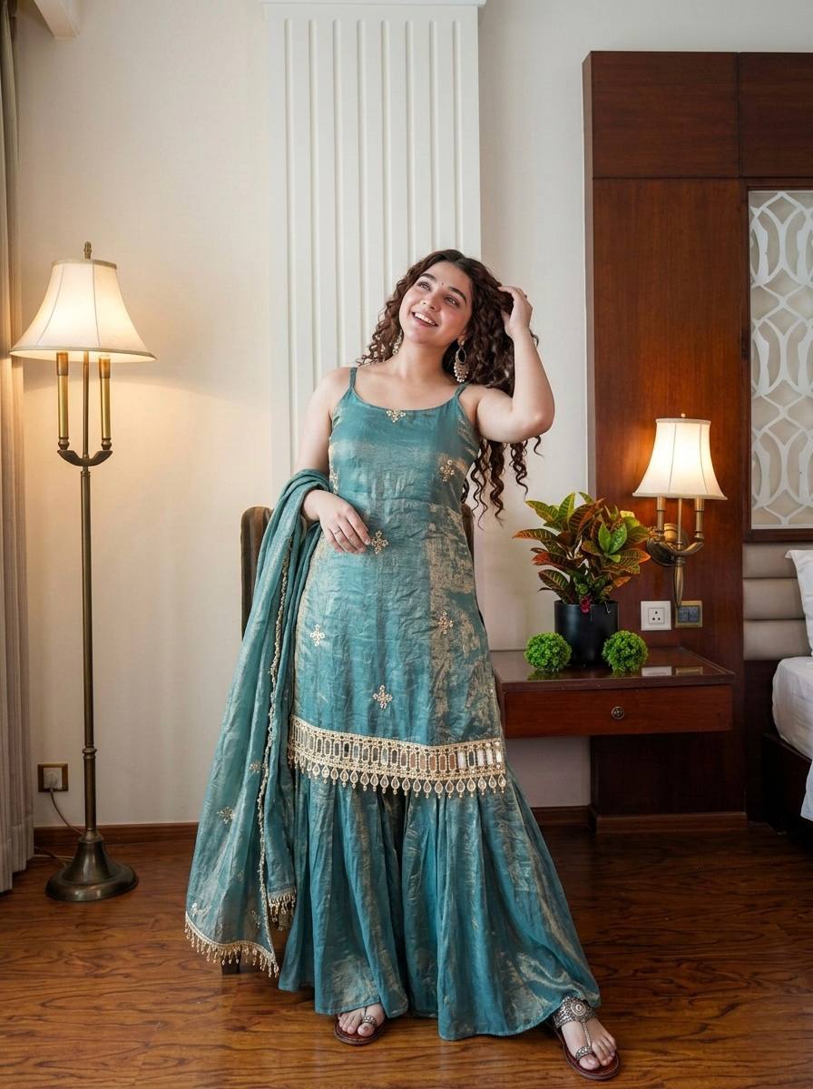 Jassica Sea Green Sharara Set