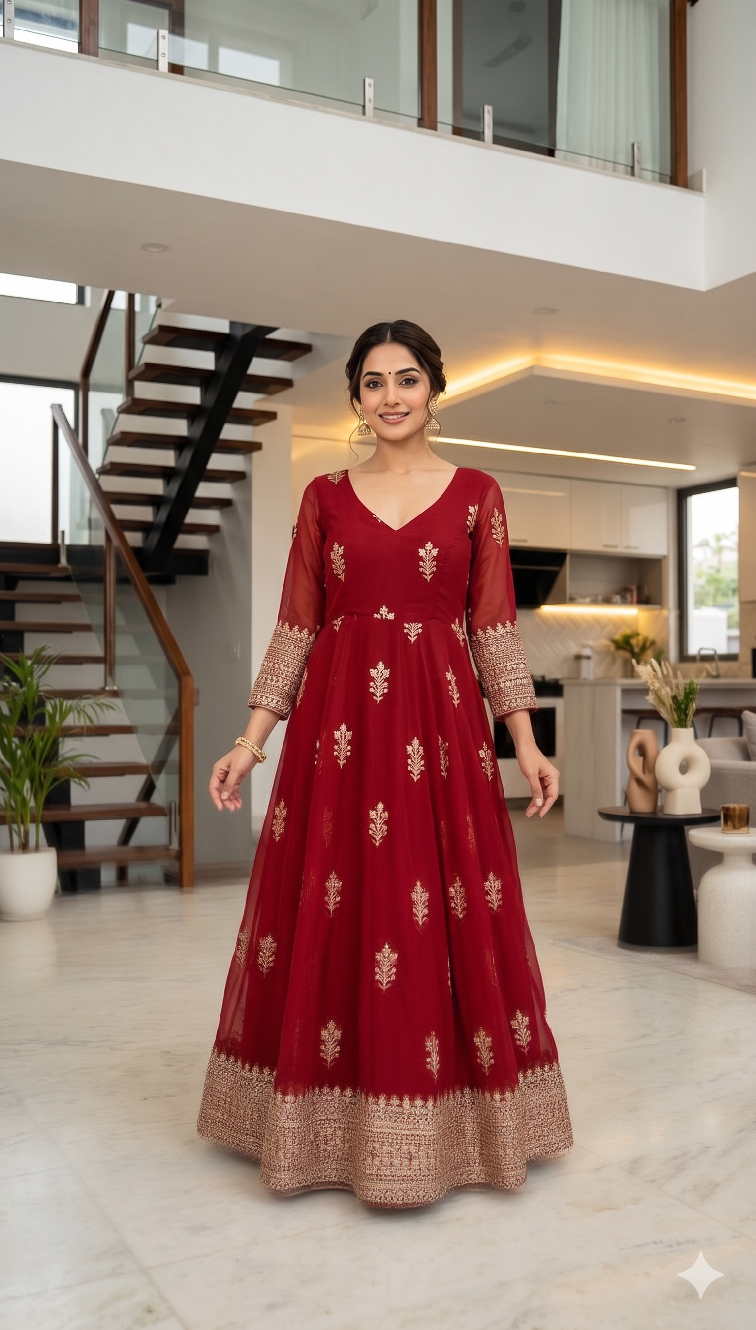 Aadhya Red Anarkali Set