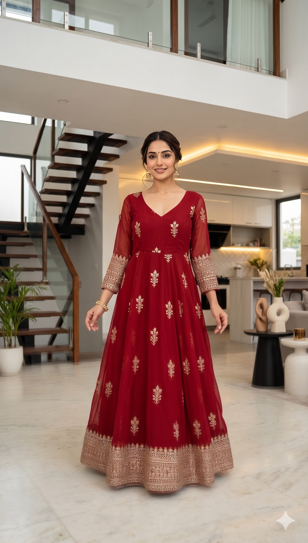 Aadhya Red Anarkali Set