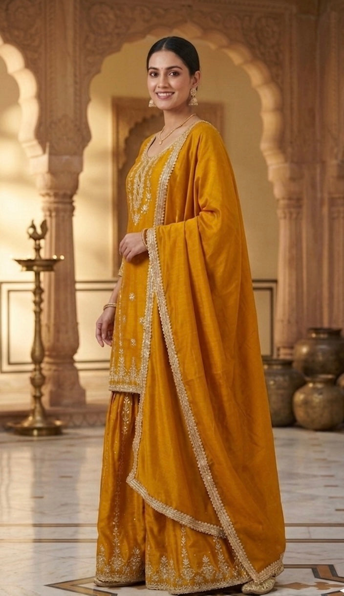 Rhea Heritage Embroidered Sharara Set