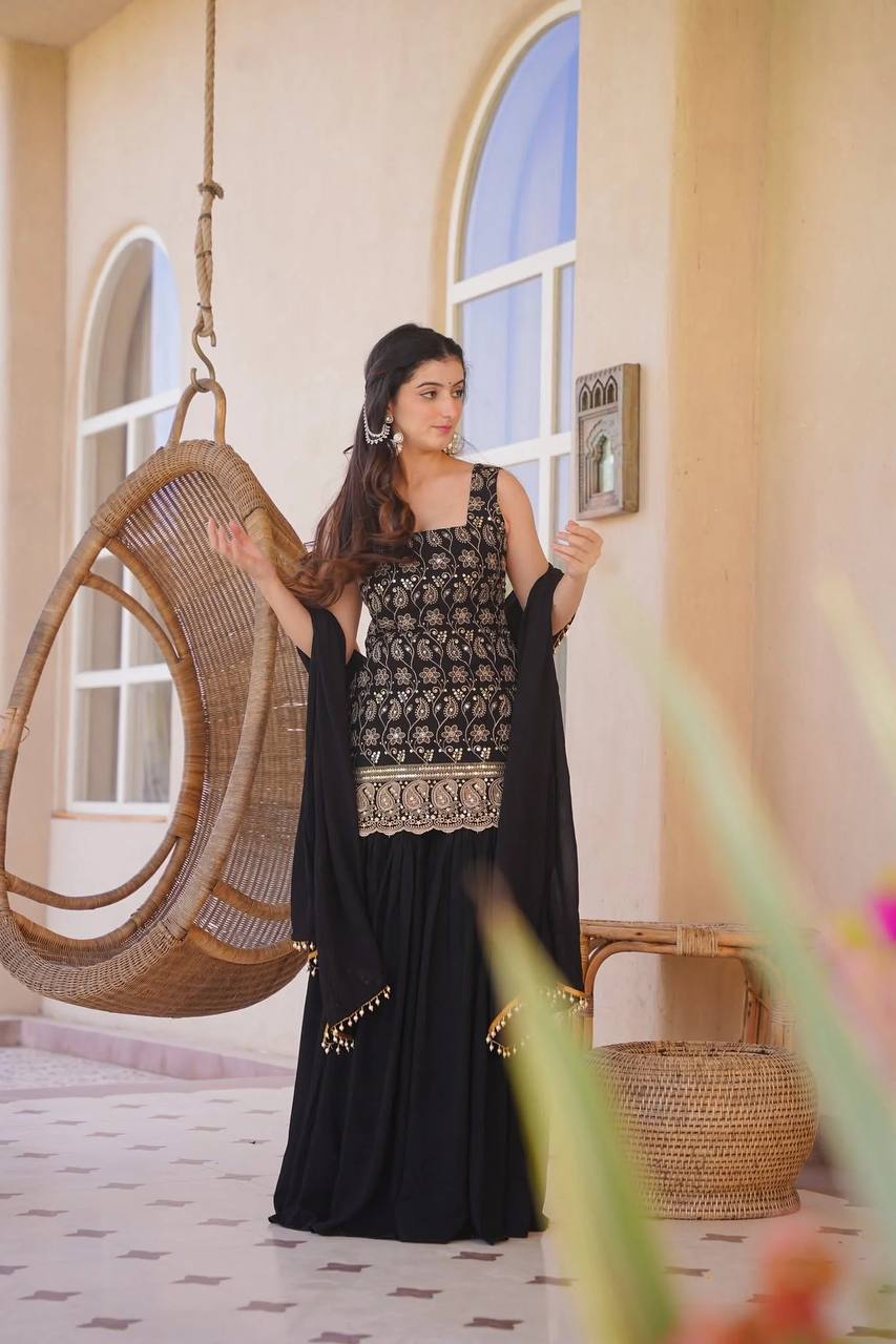 Reeva Green Heavy Embroidery Gharara Set