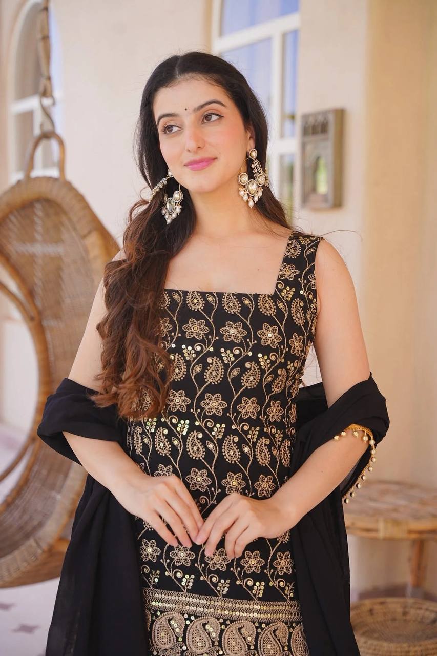 Reeva Green Heavy Embroidery Gharara Set