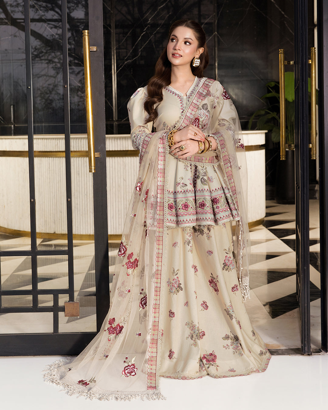 Avni Graceful Ivory Sharara Set