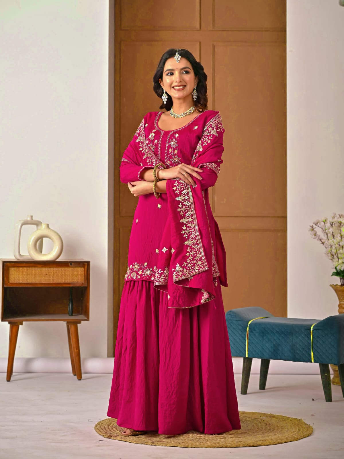 Rajvanshi Pink Heavy Bits hand Work Set