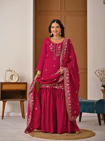 Rajvanshi Pink Heavy Bits hand Work Set
