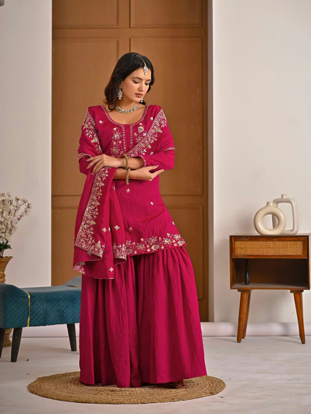 Rajvanshi Pink Heavy Bits hand Work Set