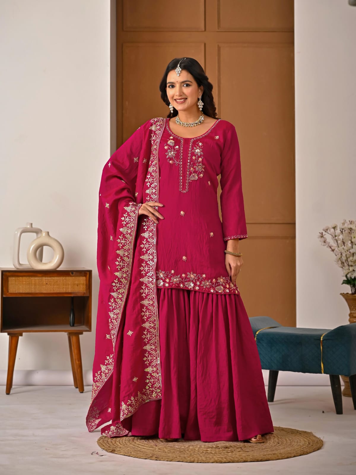Rajvanshi Pink Heavy Bits hand Work Set