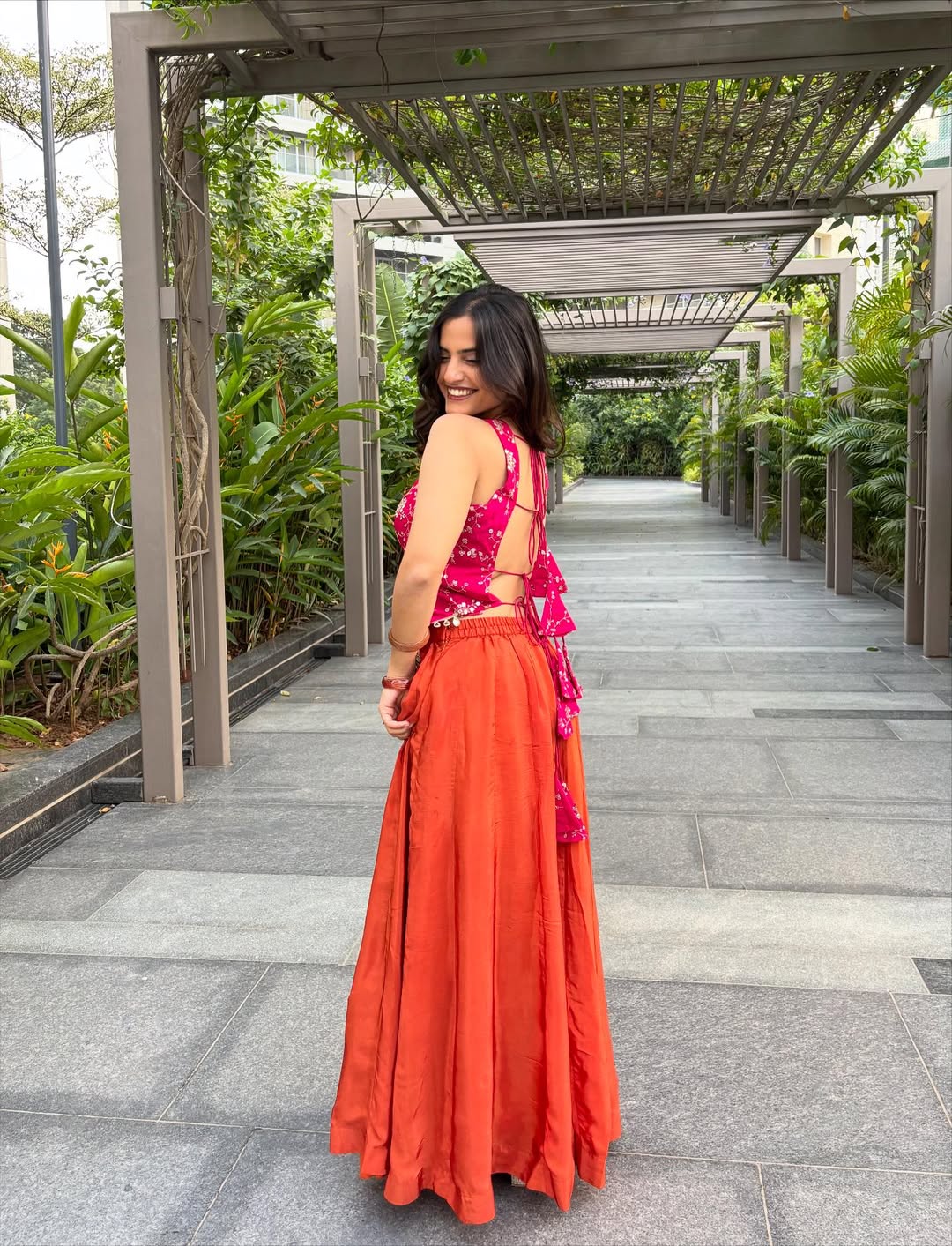 Siyaana Pink & Orange Heavy Embroidered Sharara Set