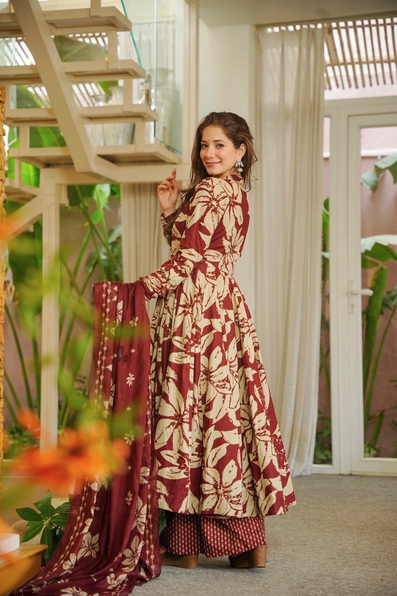 Myra Maslin Cotton Digital Print Anarkali Set