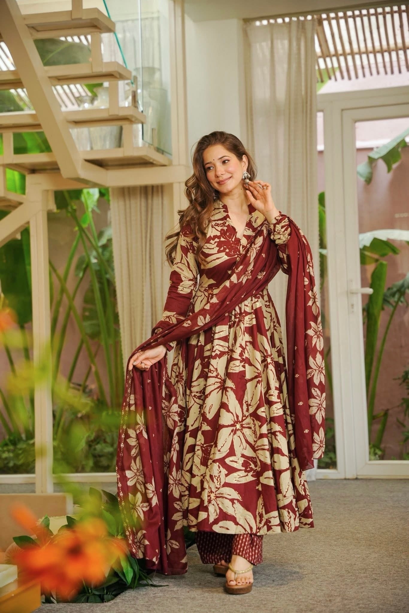 Myra Maslin Cotton Digital Print Anarkali Set