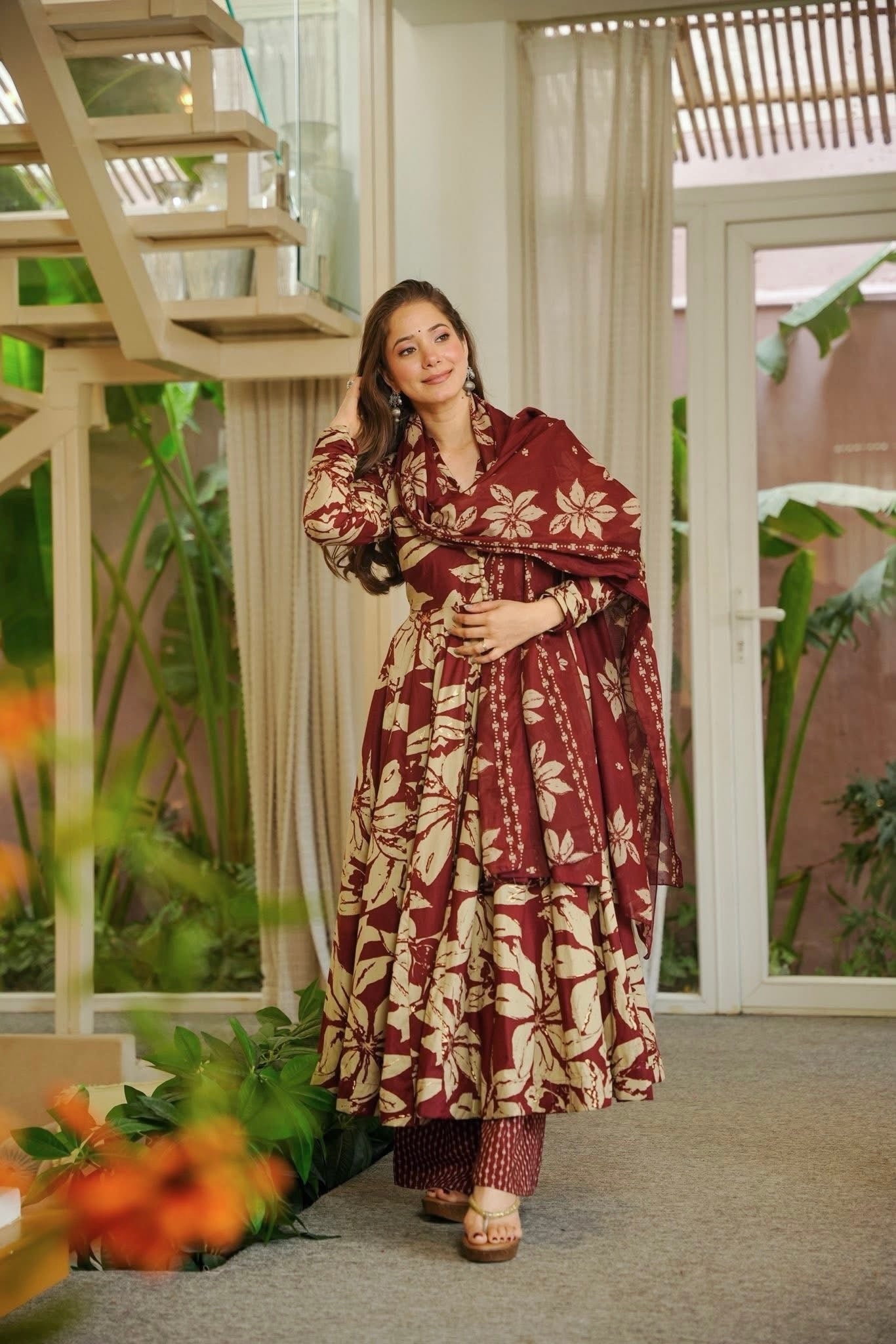 Myra Maslin Cotton Digital Print Anarkali Set