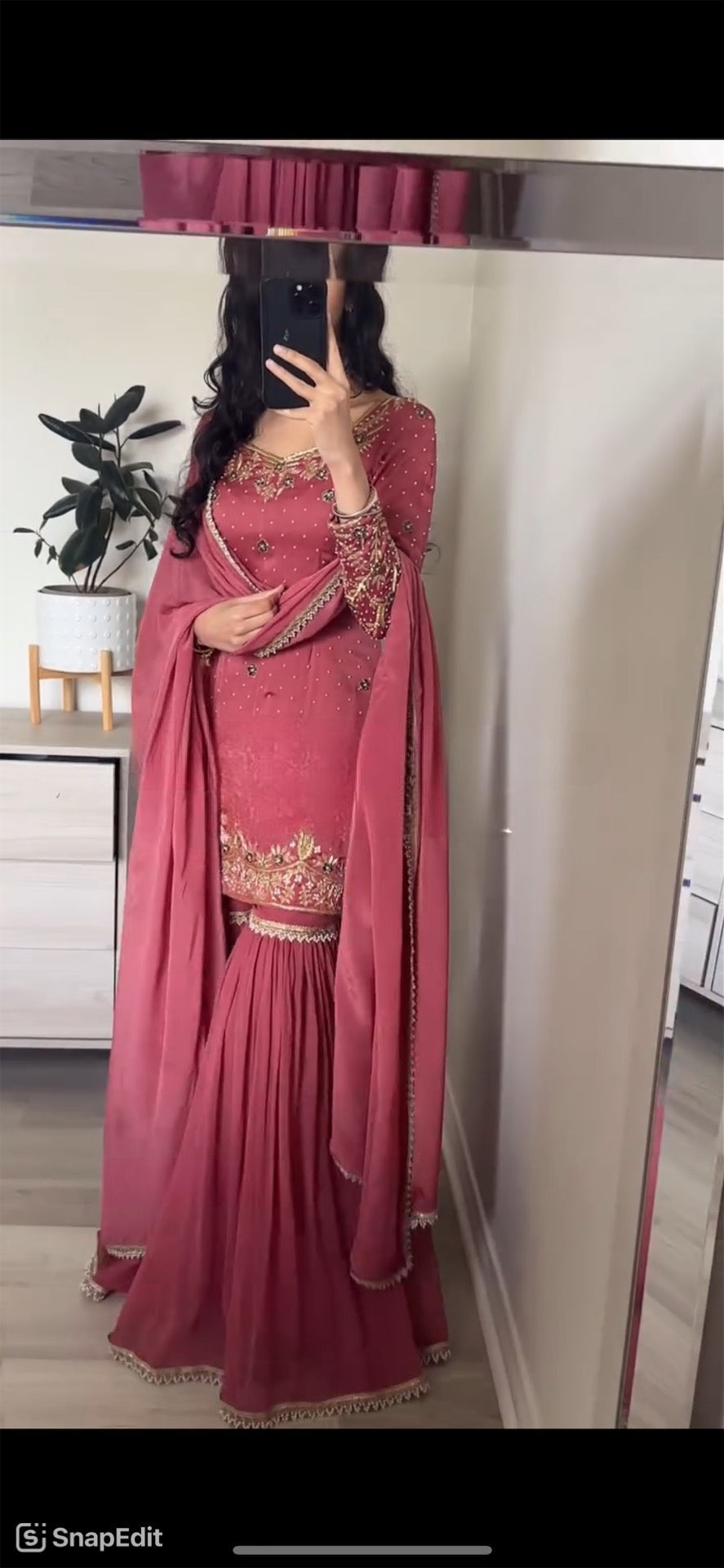 Noor Mahal Moti Handwork Chinnon Silk Sharara Set
