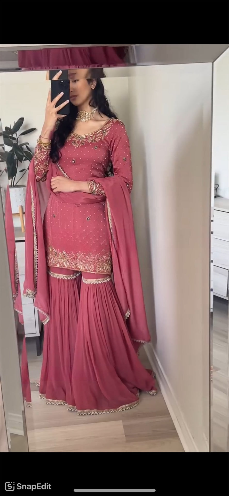 Noor Mahal Moti Handwork Chinnon Silk Sharara Set