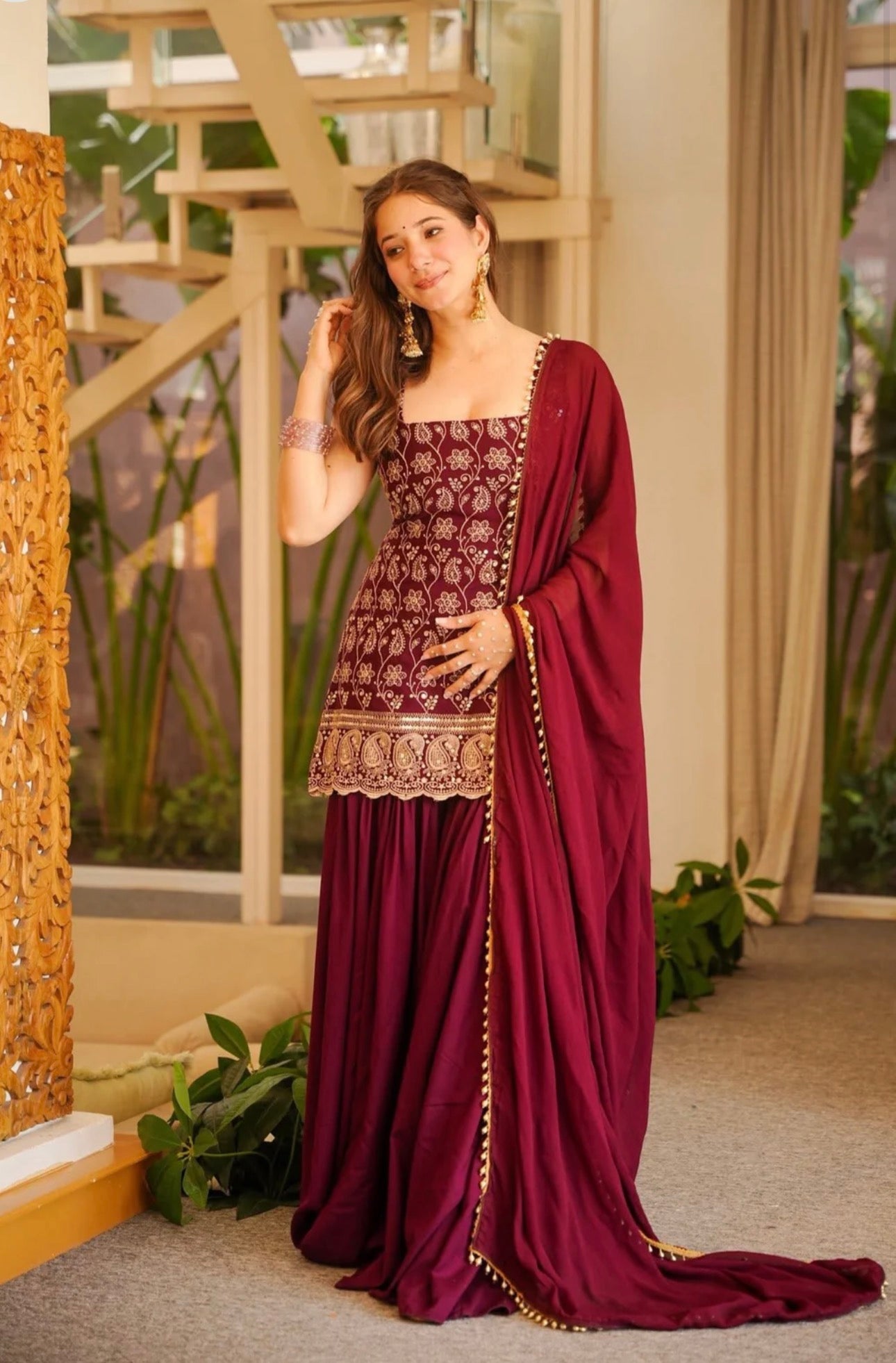 Reeva Green Heavy Embroidery Gharara Set