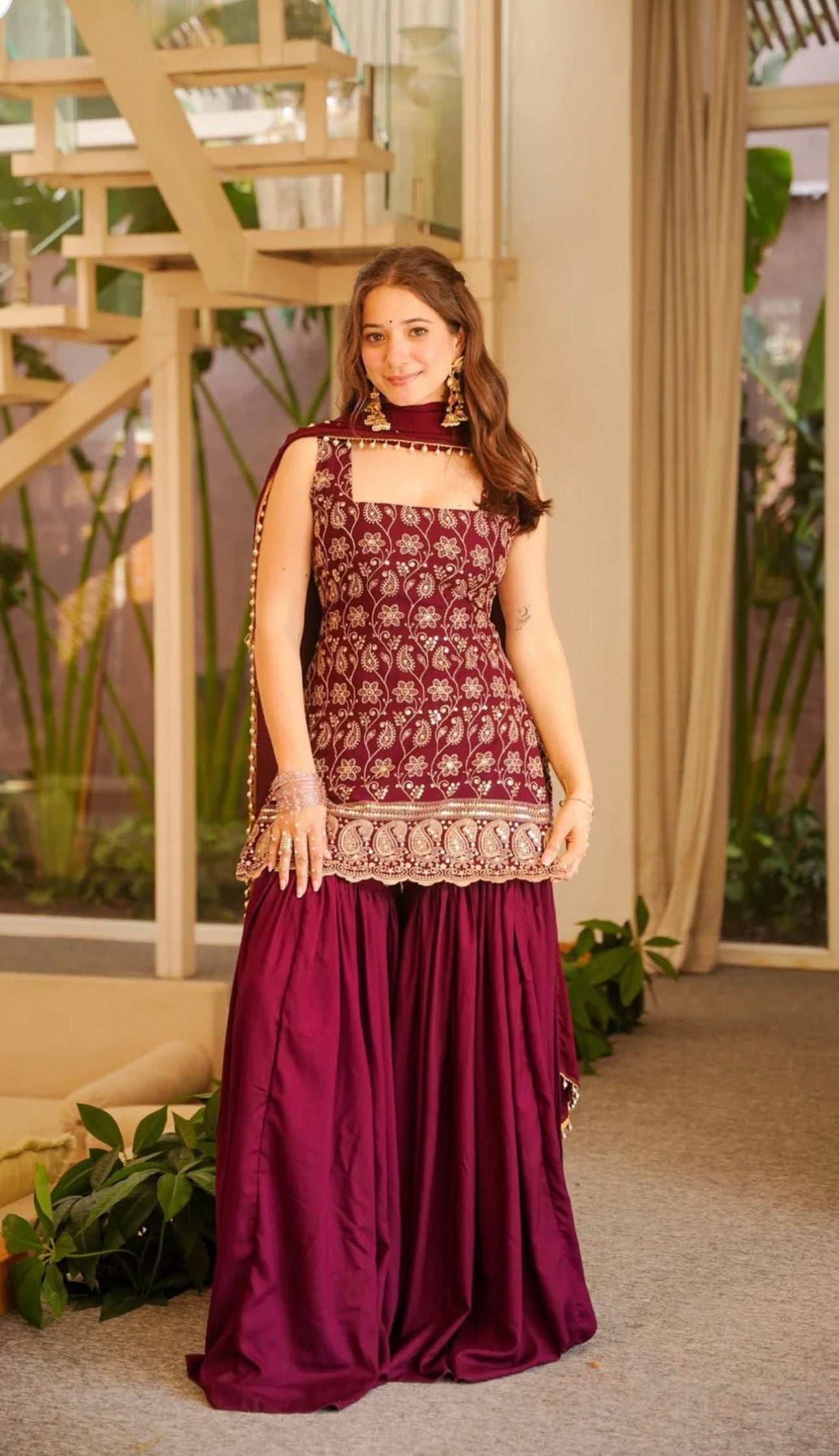 Reeva Green Heavy Embroidery Gharara Set