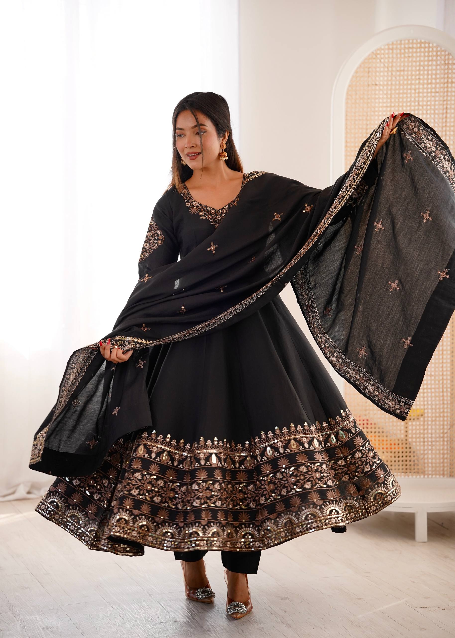 Aarohi Royal Roman Silk Gown Set