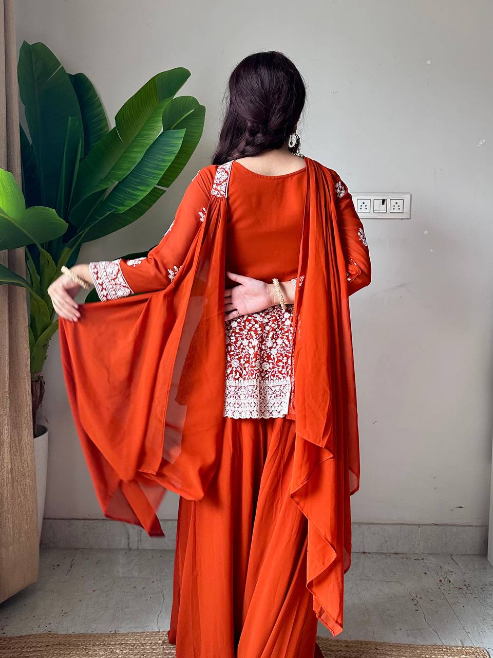 Modern Grace Georgette Embroidered Palazzo Set