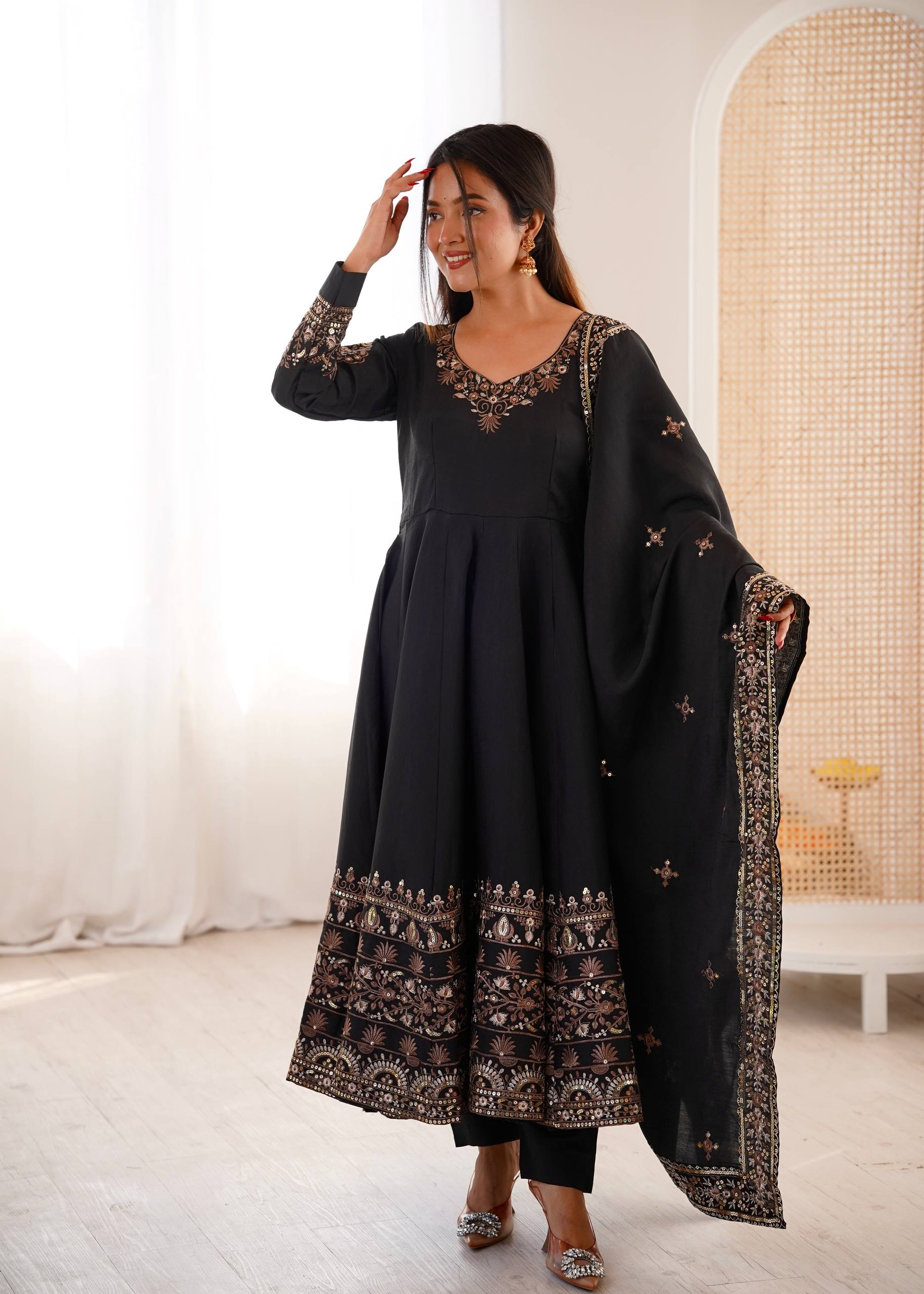 Aarohi Royal Roman Silk Gown Set