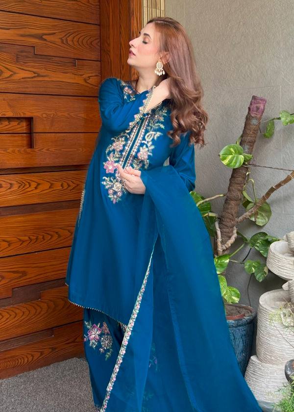 Rida French Crepe Embroidered Farshi Set