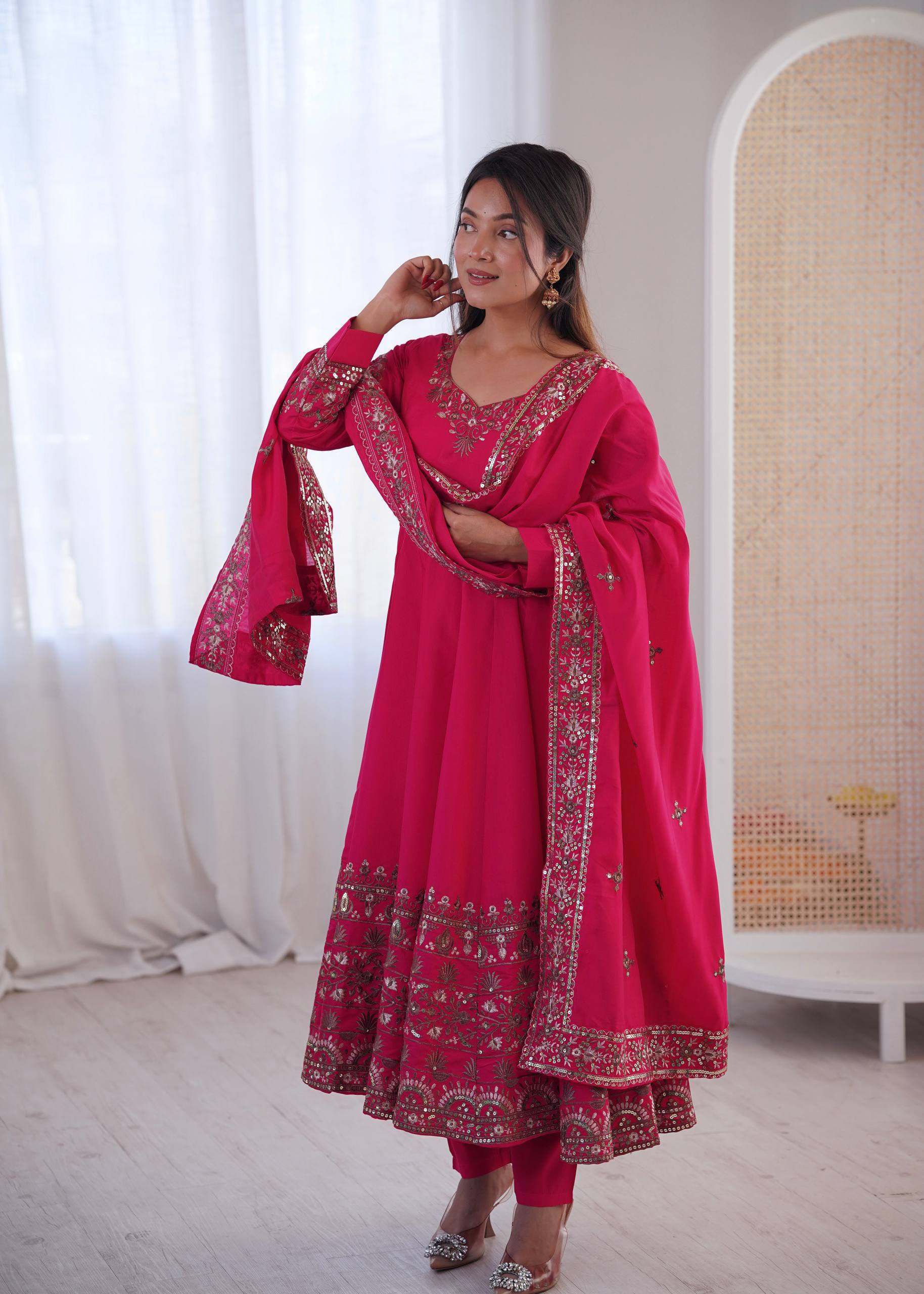 Aarohi Royal Roman Silk Gown Set