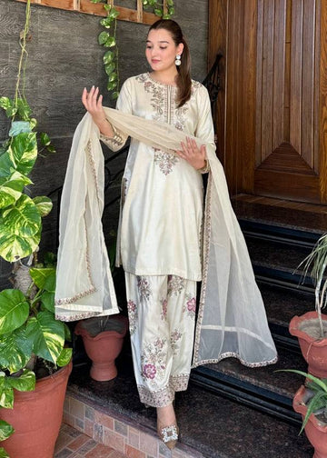 Rida French Crepe Embroidered Farshi Set
