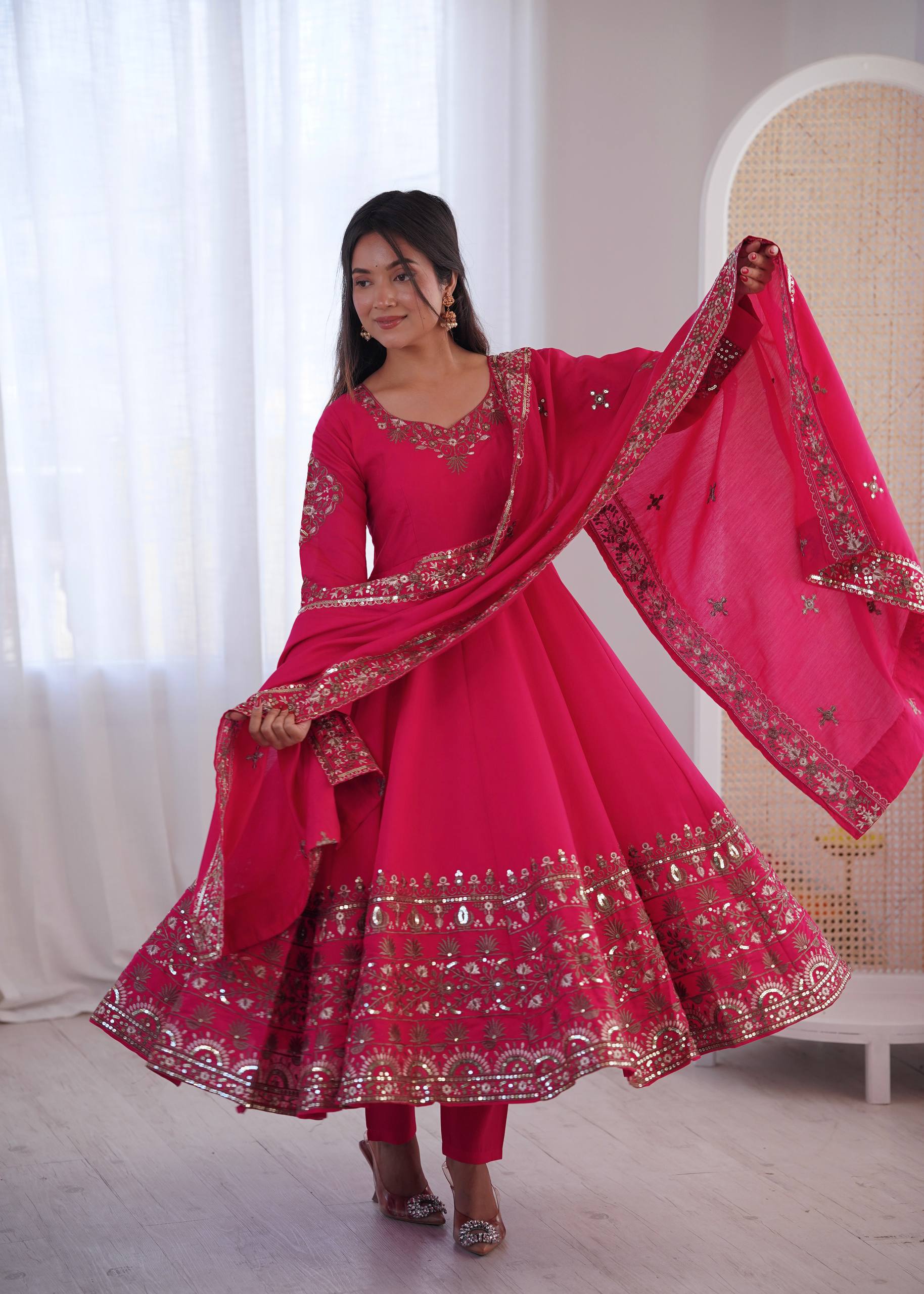 Aarohi Royal Roman Silk Gown Set