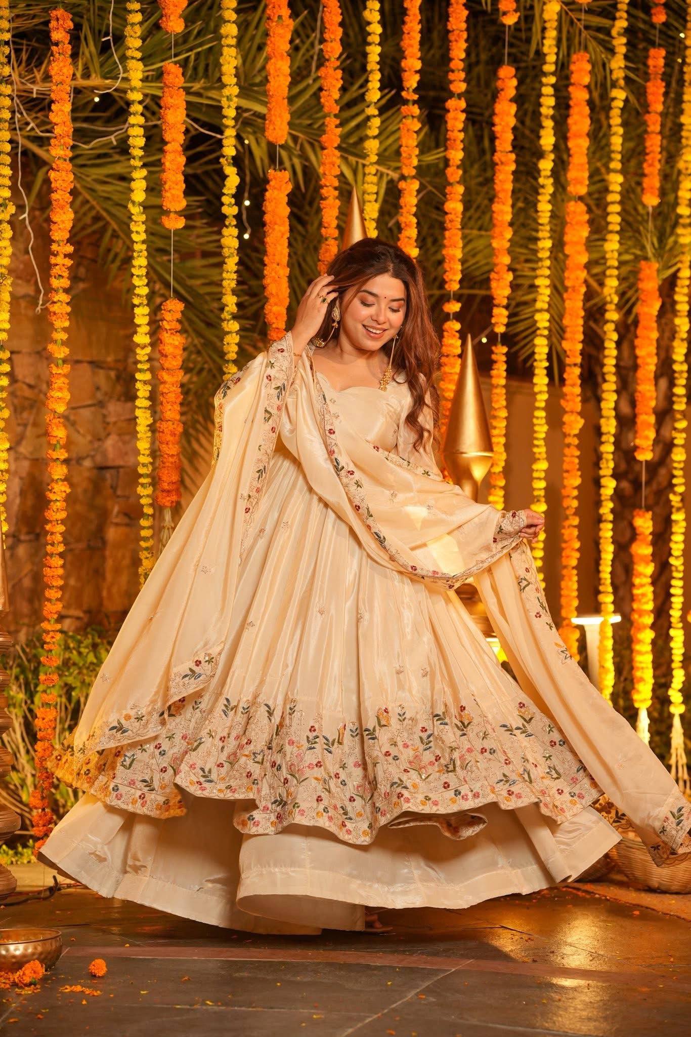 Chandrika Floral Organza Anarkali Suit Set