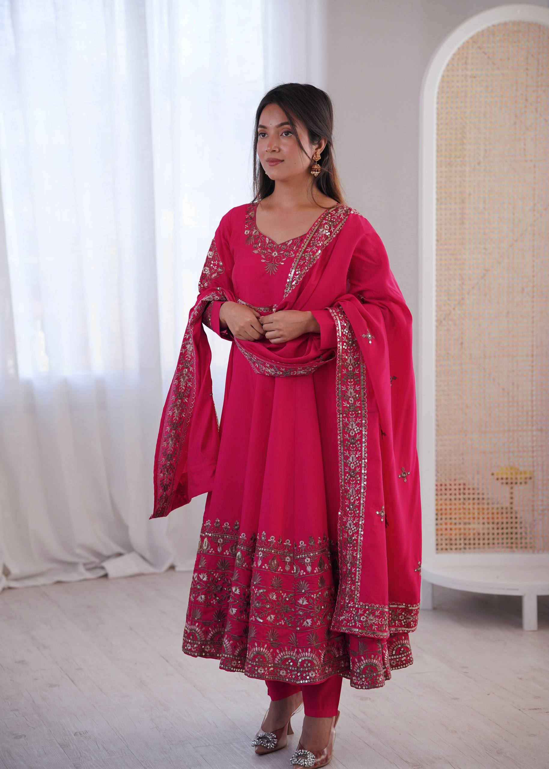Aarohi Royal Roman Silk Gown Set
