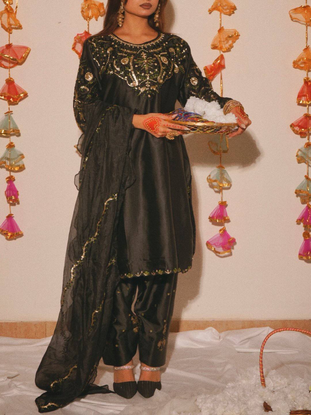 Alina Japan Satin Embroidered Farshi Set