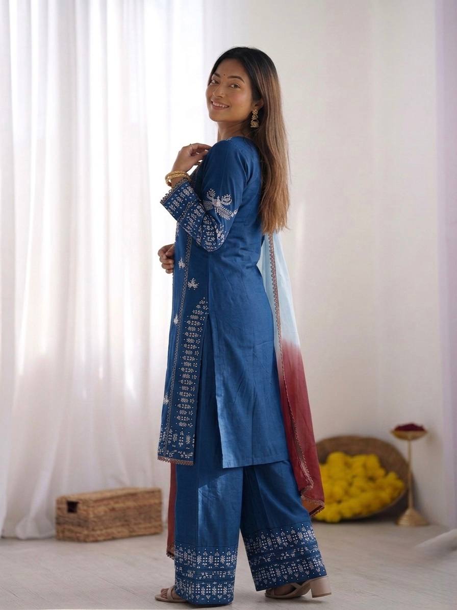 Noor Zahra Embroidered Rayon Cotton Farshi Suit Set