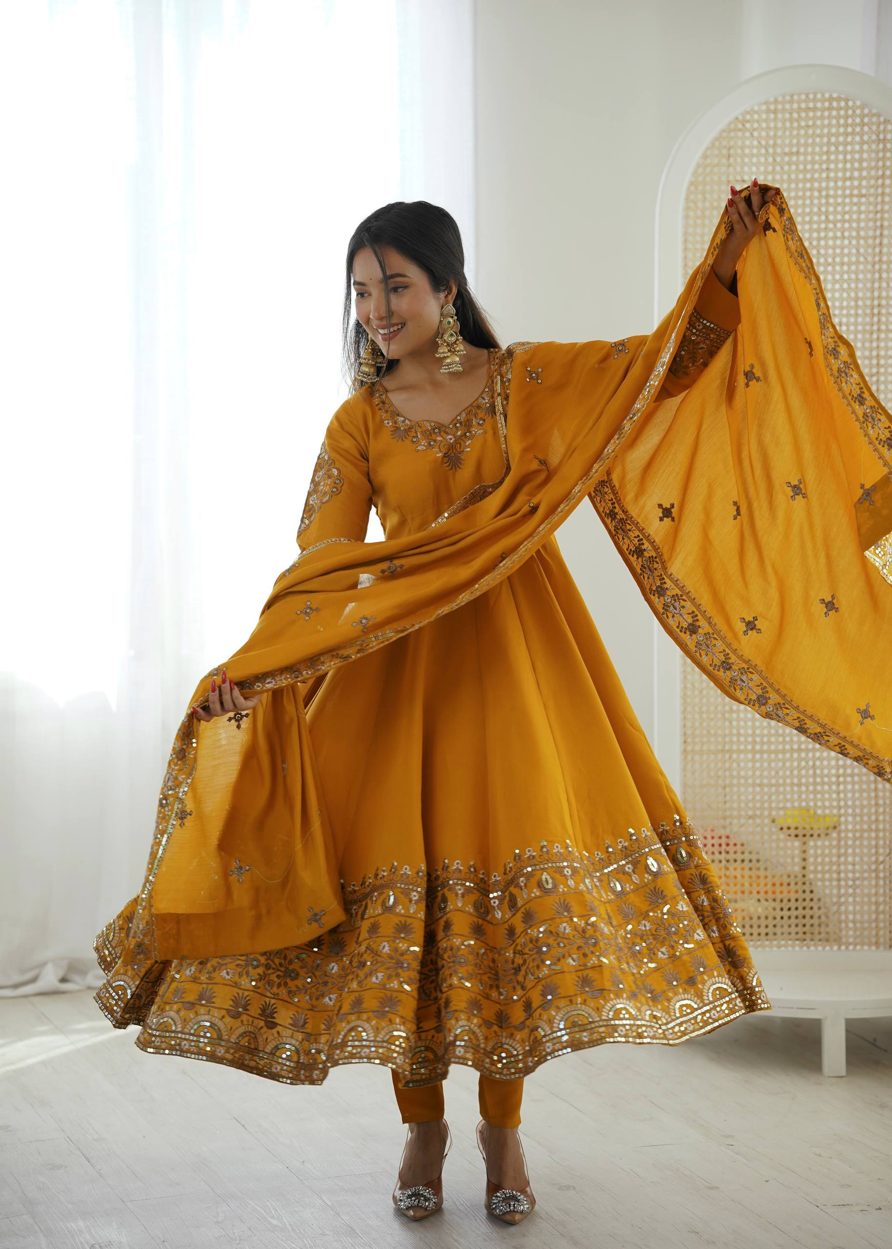 Aarohi Royal Roman Silk Gown Set