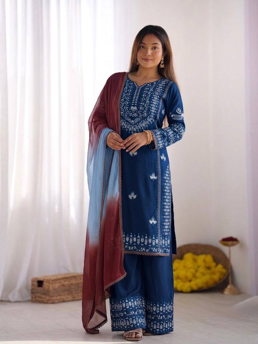 Noor Zahra Embroidered Rayon Cotton Farshi Suit Set