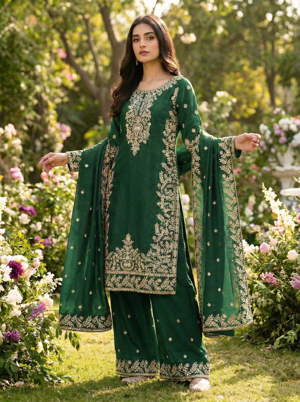 Zynera Gmy Silk Luxe Palazzo Set