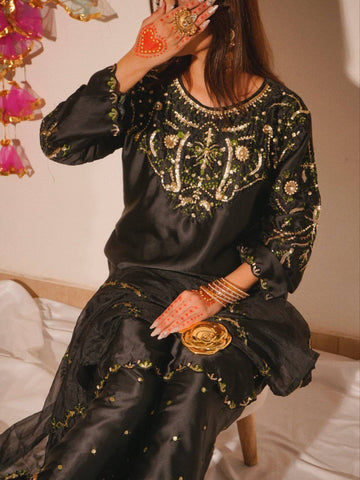 Alina Japan Satin Embroidered Farshi Set