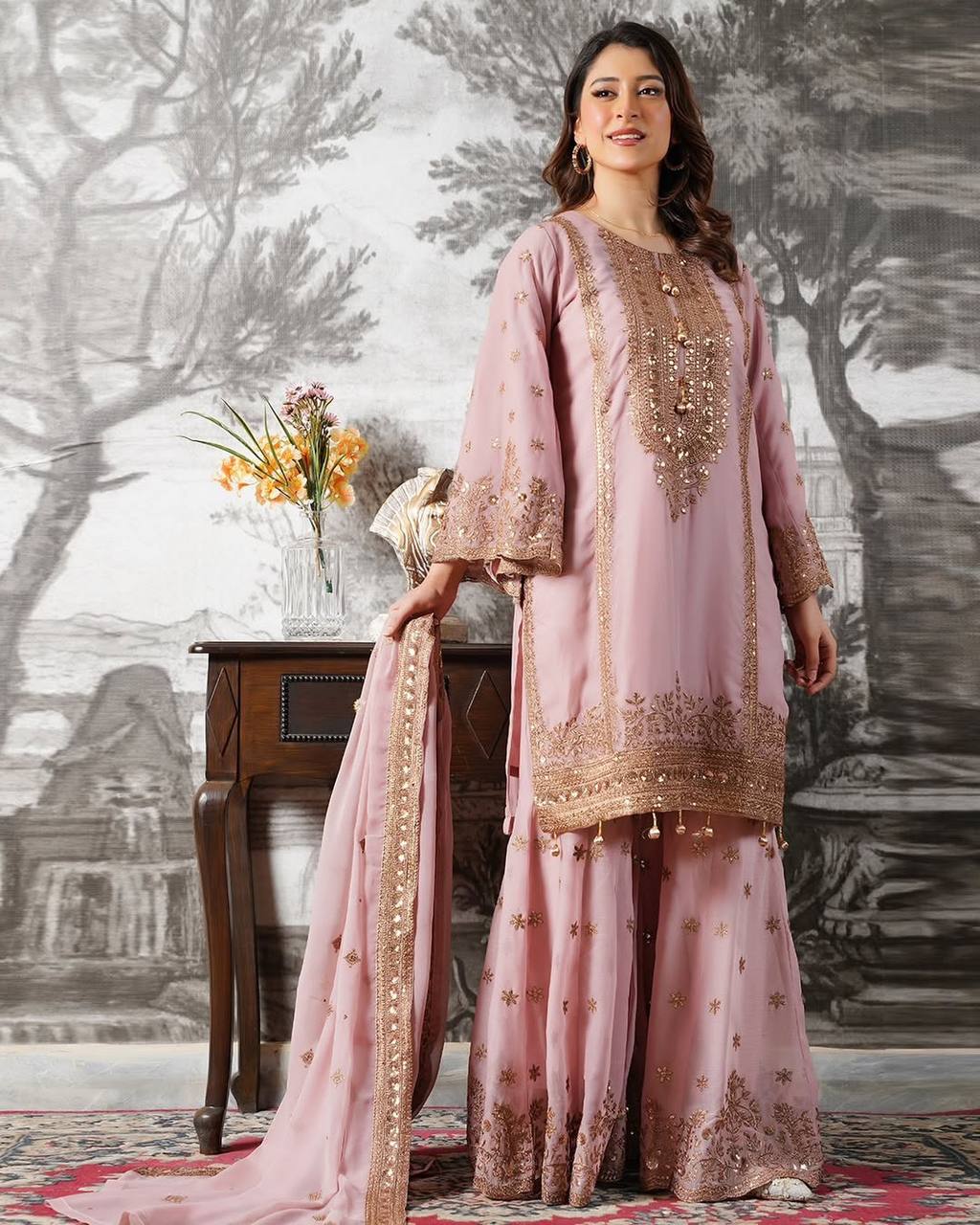 Eira Zohra Embroidered Fendy Sharara Suit Set