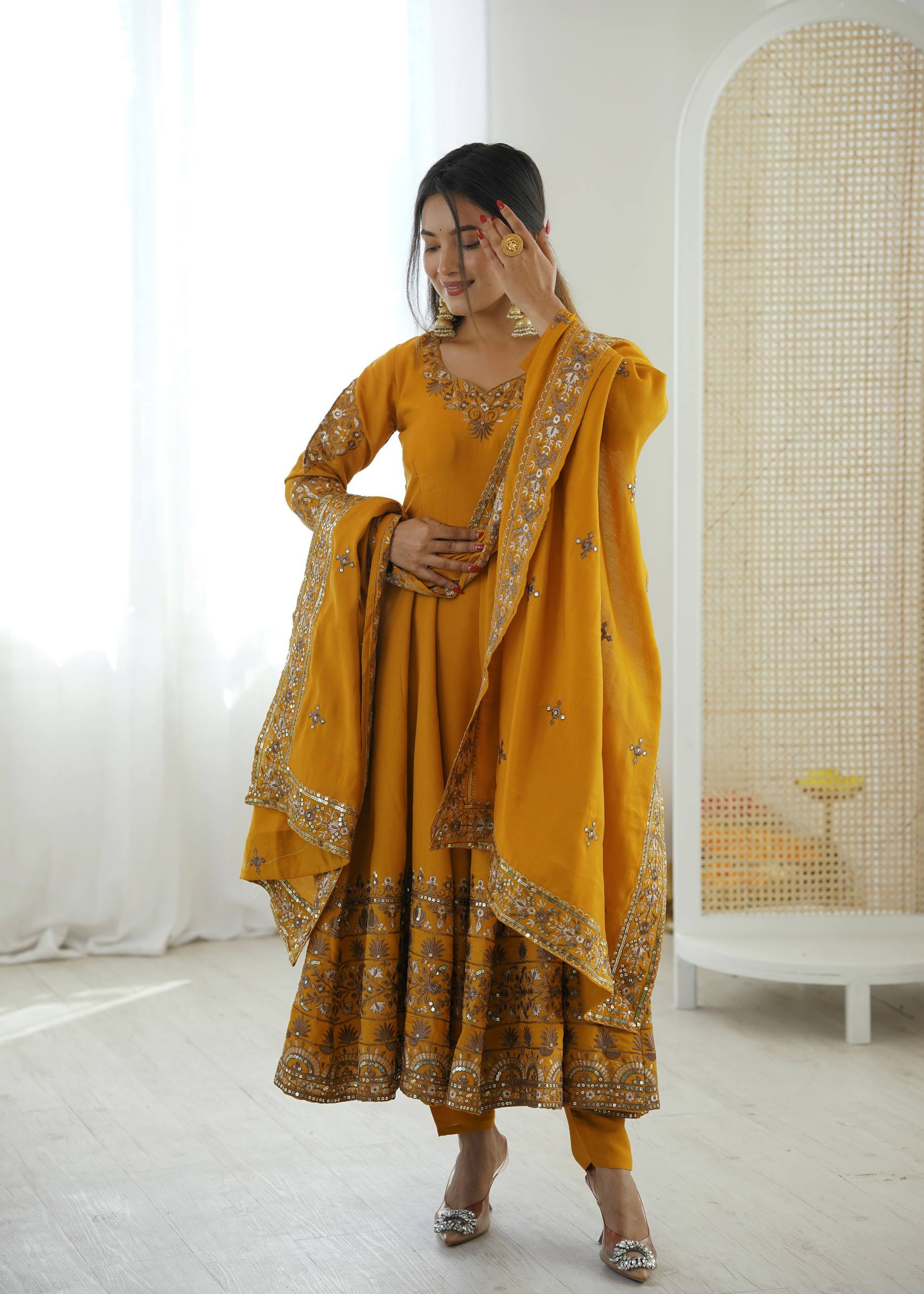 Aarohi Royal Roman Silk Gown Set