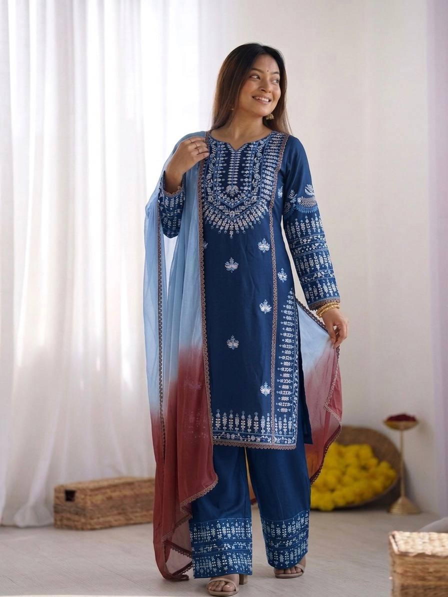 Noor Zahra Embroidered Rayon Cotton Farshi Suit Set