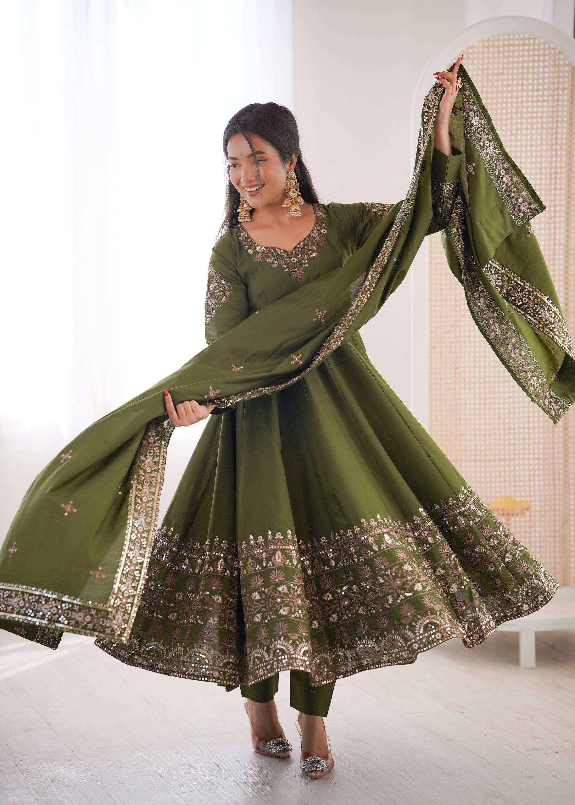 Aarohi Royal Roman Silk Gown Set