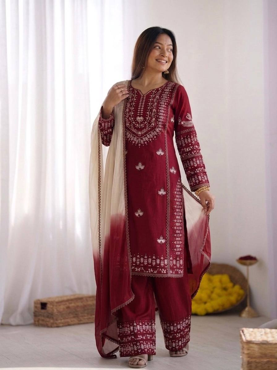 Noor Zahra Embroidered Rayon Cotton Farshi Suit Set