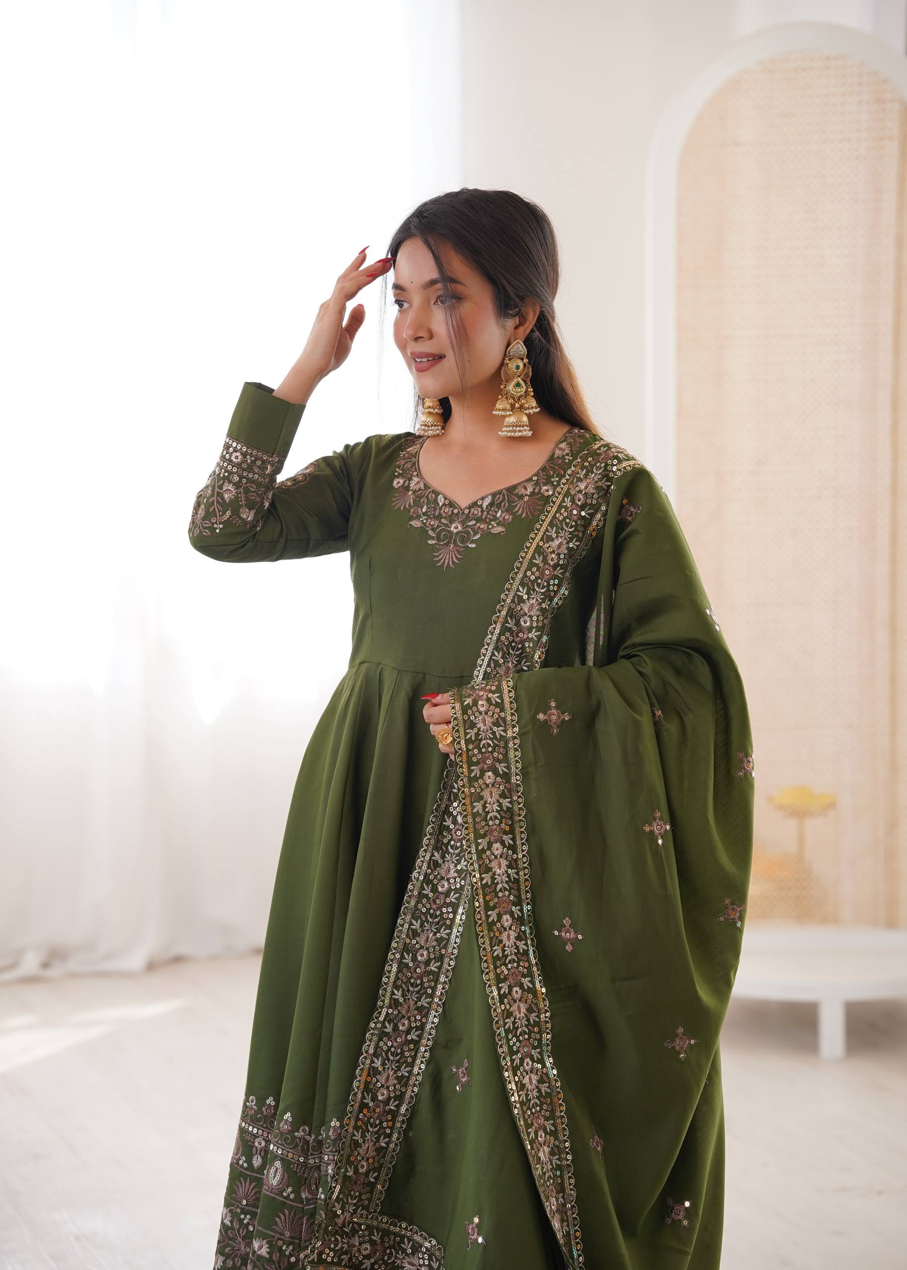 Aarohi Royal Roman Silk Gown Set
