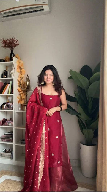 Elara Shimmer Luxe Sharara Set