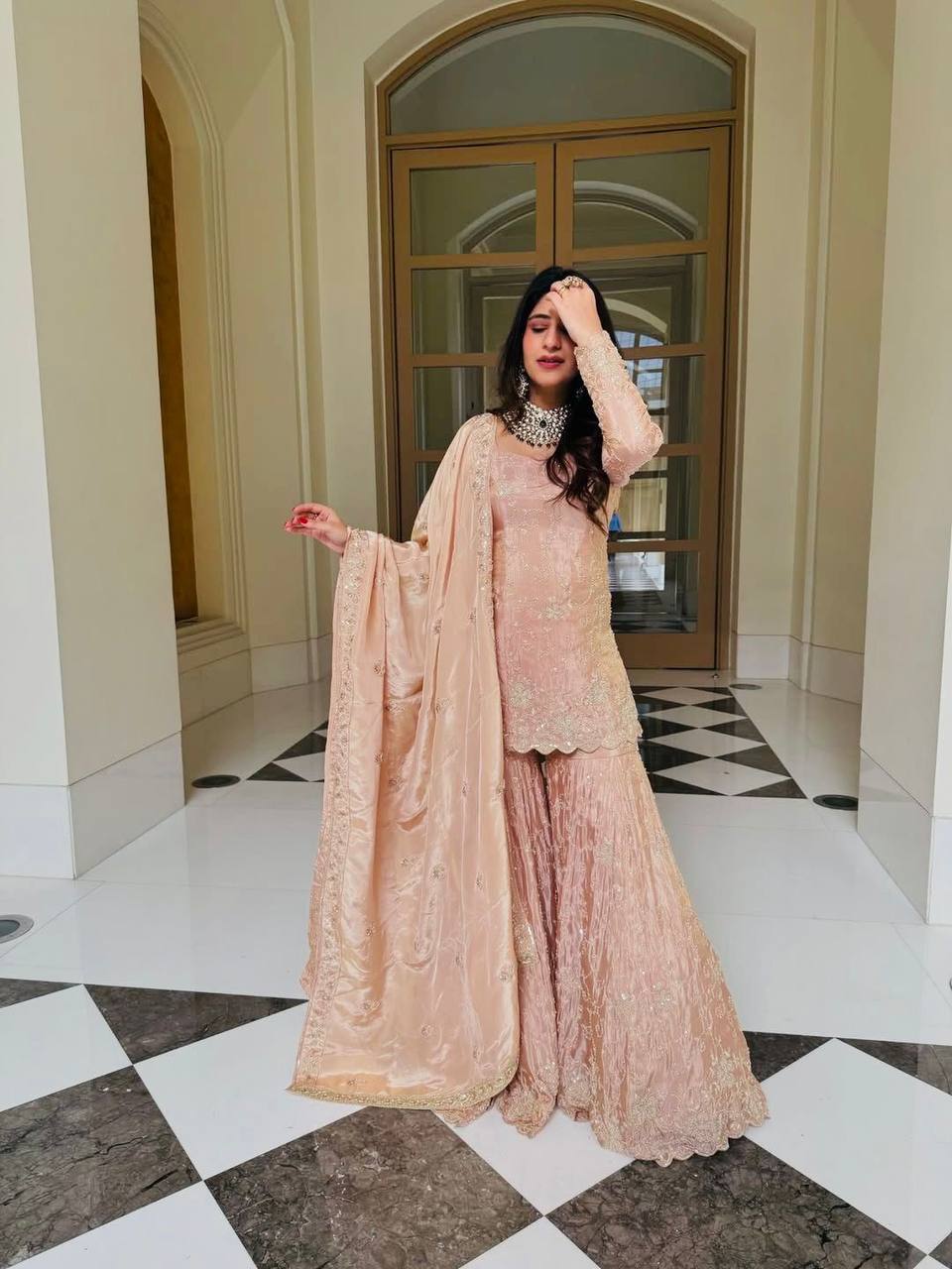 Zivara Silk Glow Sharara Set