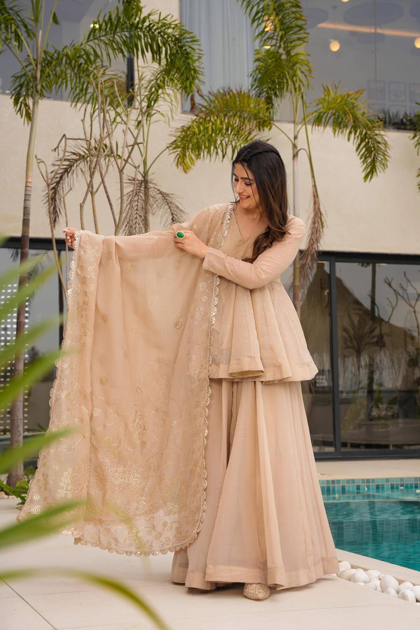 Nooraya Mukaish Sharara Set