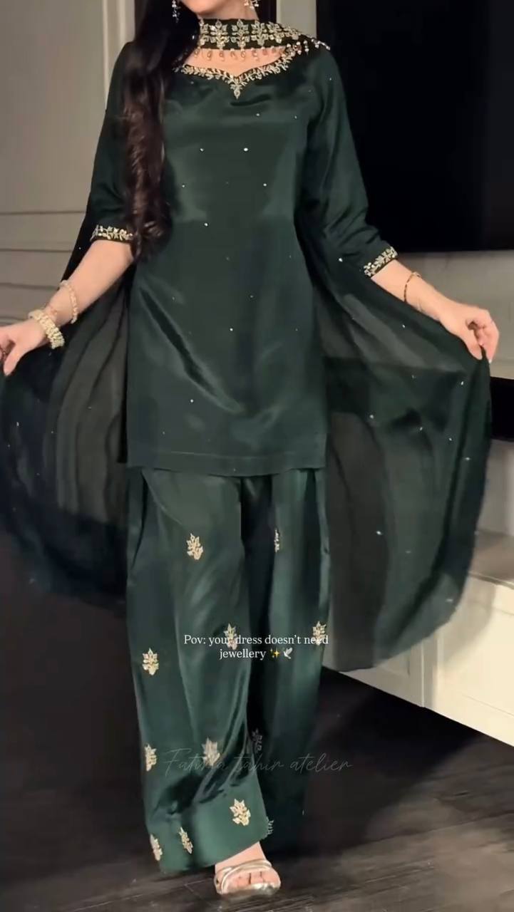 Aafiya Diamond Crep Farshi Set
