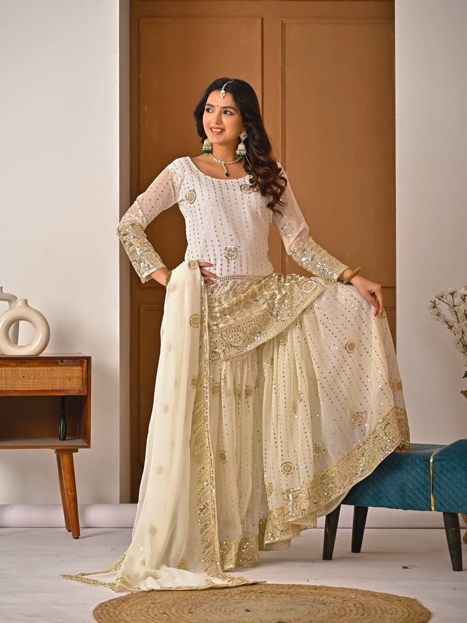 Meher Fox Georgette Sharara Set