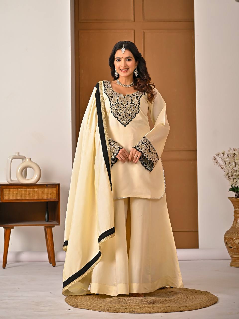 Ravina Roman Silk Diamond Sharara Set