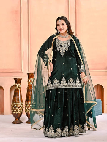 Velmira Velvet Sequence Sharara Set