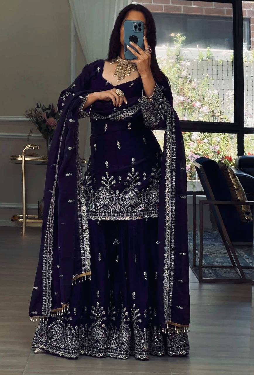 Zyvana Georgette Sequence Sharara Set