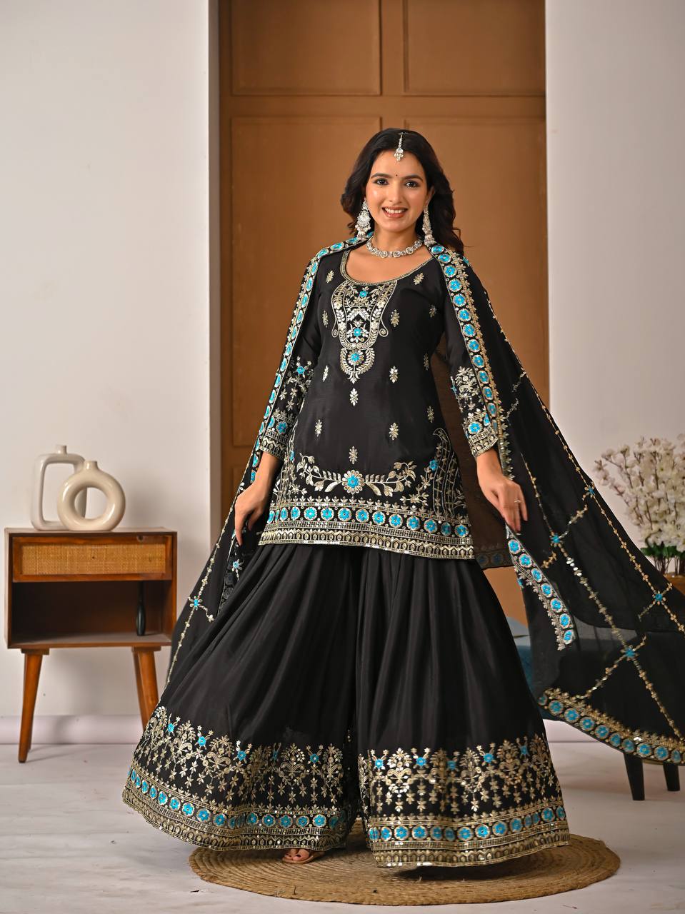 Zareen Vichitra Silk Sharara Set