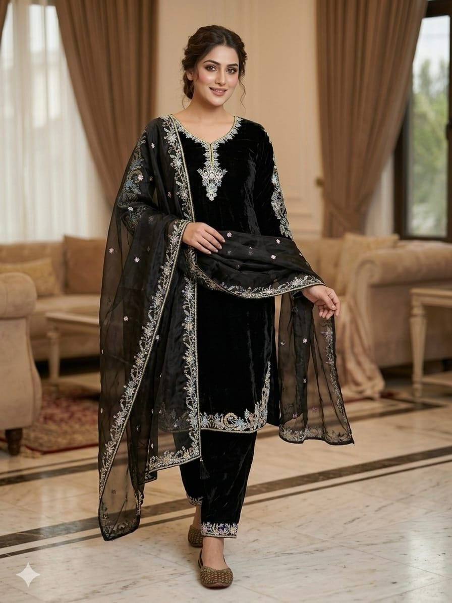 Avyra GMY Silk Embroidered Suit Set